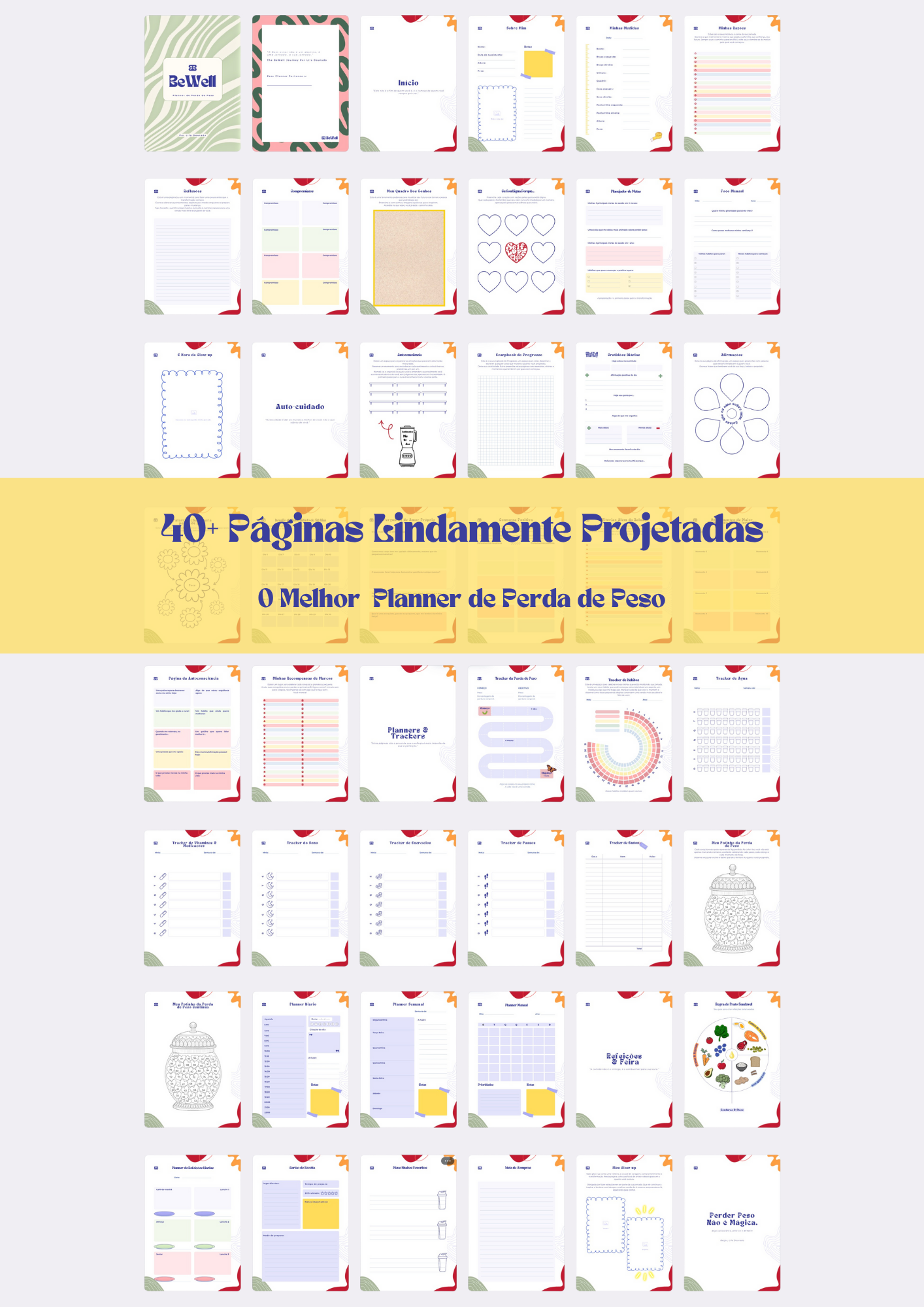 BeWell Planner de Perda de Peso (PDF para Impressão) Português