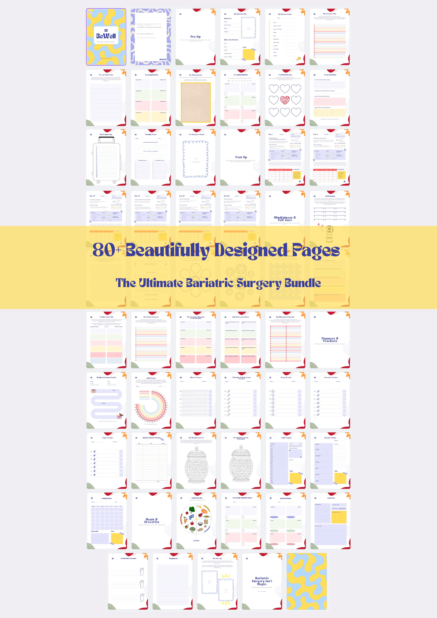 BeWell Bariatric Surgery Planner: Complete Pre-Op & Post-Op (Printable PDF) English