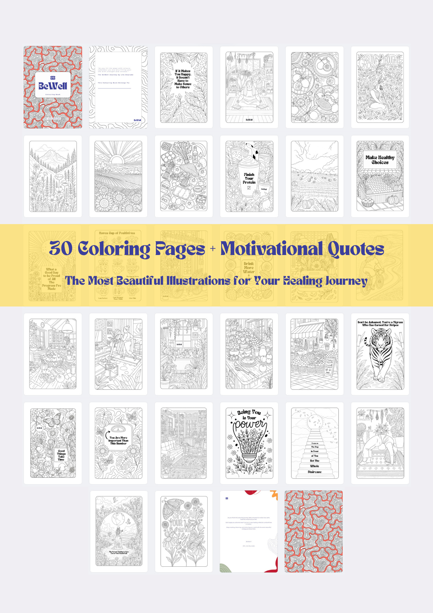 BeWell Colouring Book: Healing in Colours (Printable PDF) English