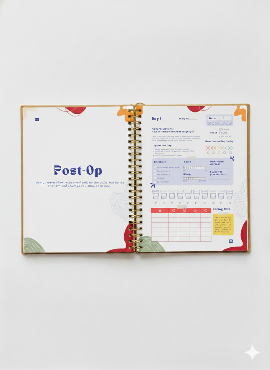 BeWell Bariatric Surgery Planner: Complete Pre-Op & Post-Op (Printable PDF) English